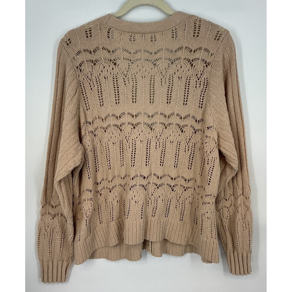 Torrid Size 2 Tan Pointelle Knit Cardigan Sweater Button Cottagecore Grannycore - Picture 2 of 11